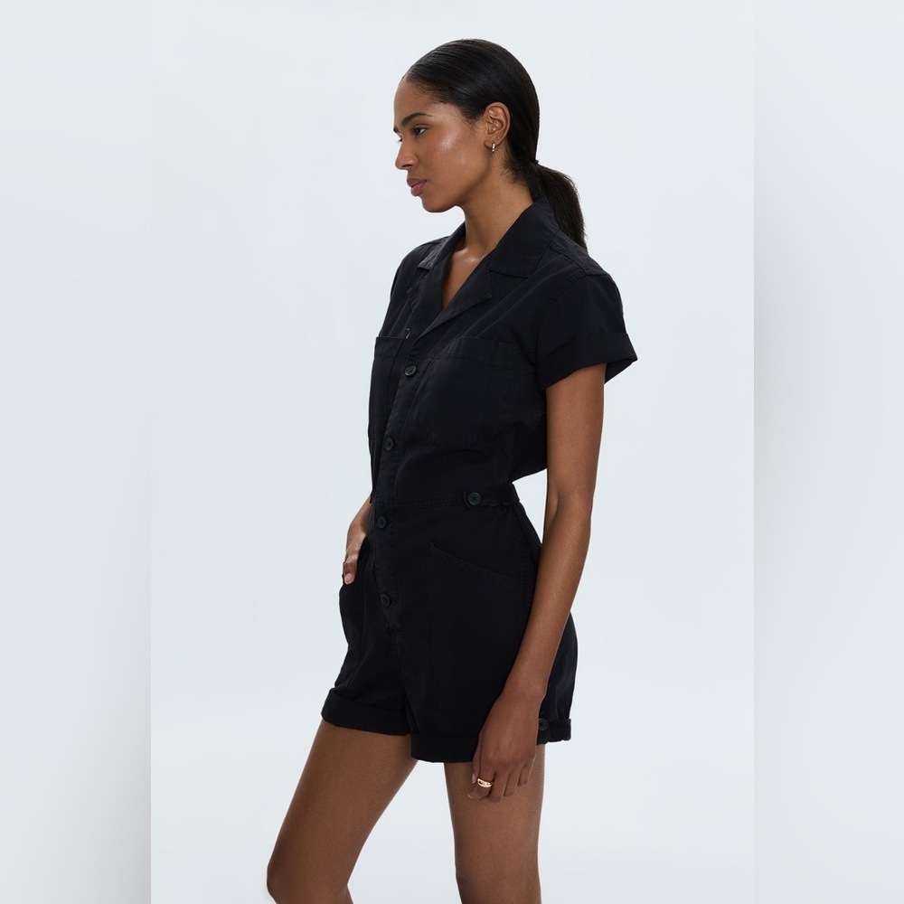 Pistola Parker Romper in Fade to Black Button Up Romper Black Label Tank Top
